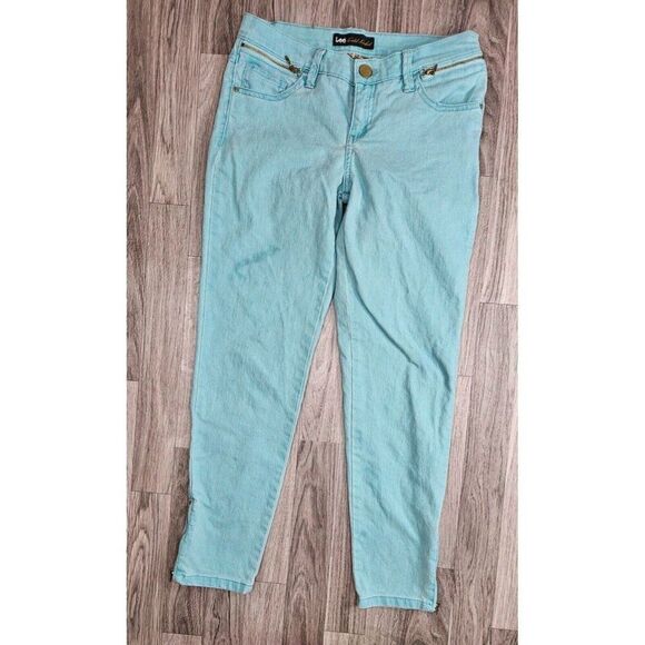 Lee Womens Size 2 Medium Gold Label Aqua Blue Green Denim Jeans - Picture 1 of 12